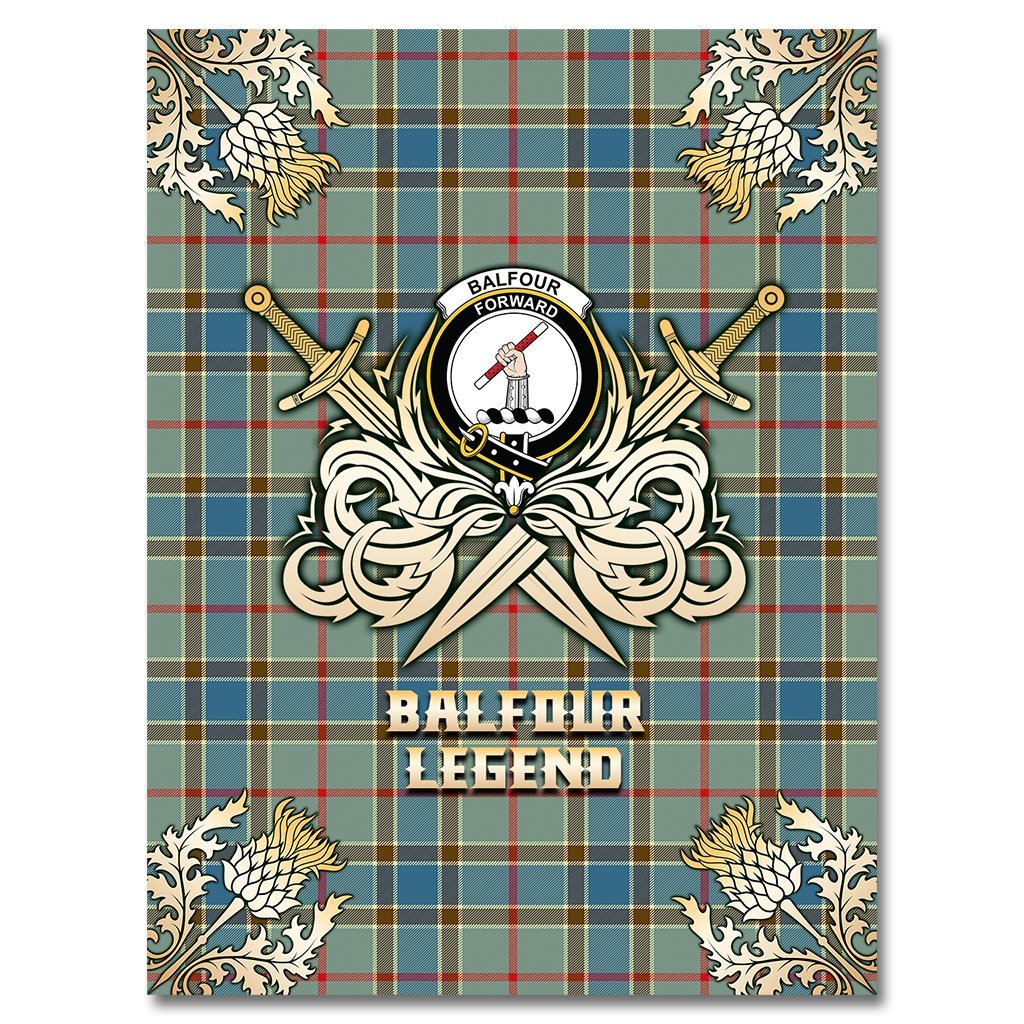 Balfour Blue Tartan Gold Courage Symbol Blanket