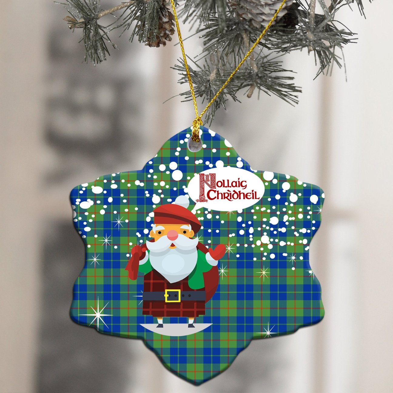 Barclay Hunting Ancient Tartan Christmas Ceramic Ornament - Santa Style