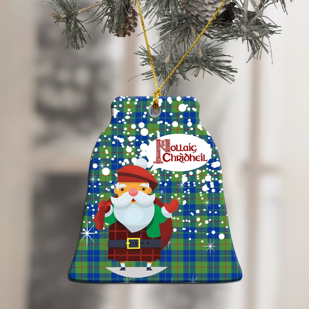 Barclay Hunting Ancient Tartan Christmas Ceramic Ornament - Santa Style