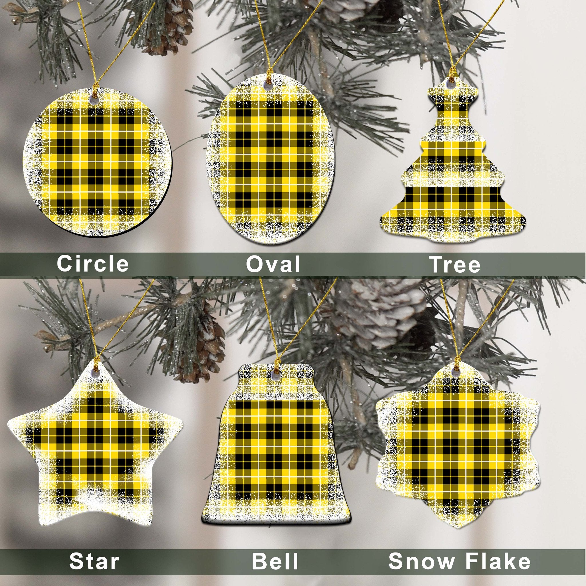 Barclay Tartan Christmas Ceramic Ornament - Snow Style