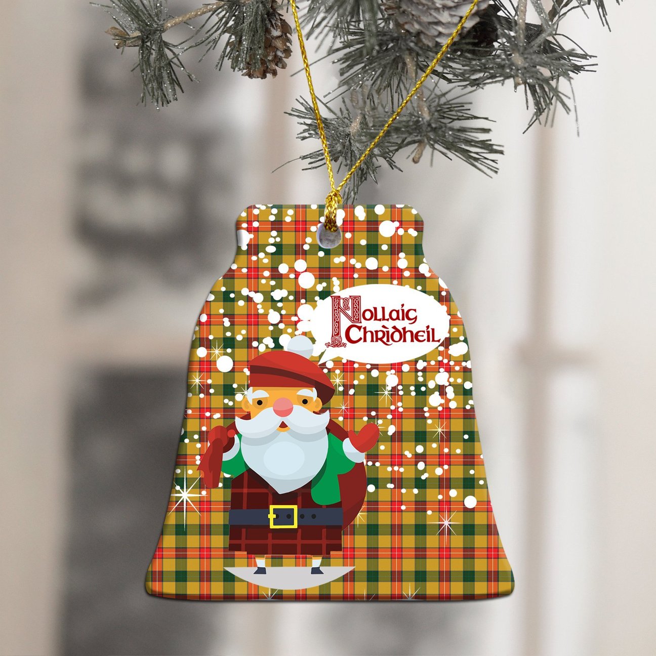 Baxter Tartan Christmas Ceramic Ornament - Santa Style