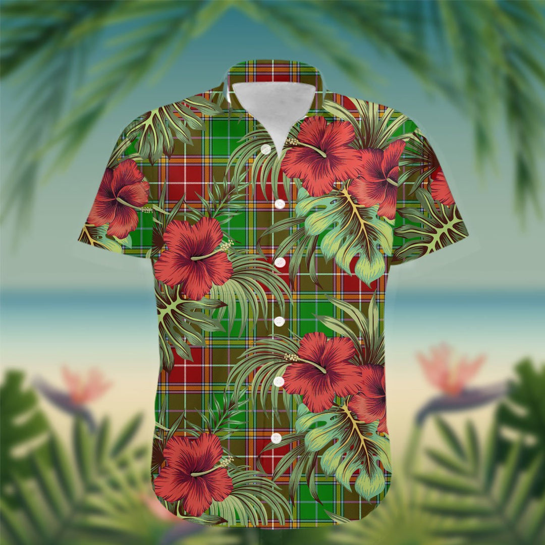 Baxter Tartan Hawaiian Shirt Hibiscus, Coconut, Parrot, Pineapple - Tropical Garden Shirt