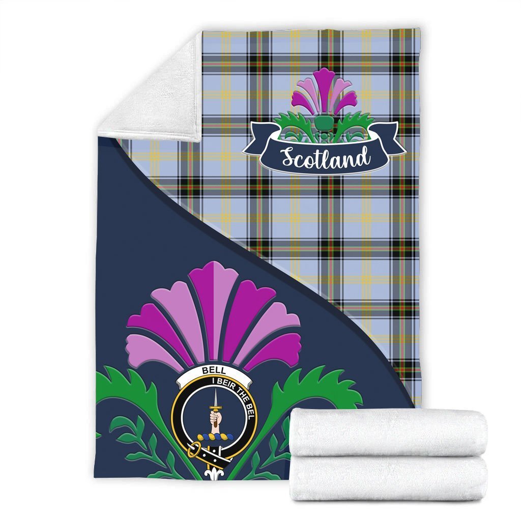 Bell Tartan Crest Premium Blanket - Thistle Style