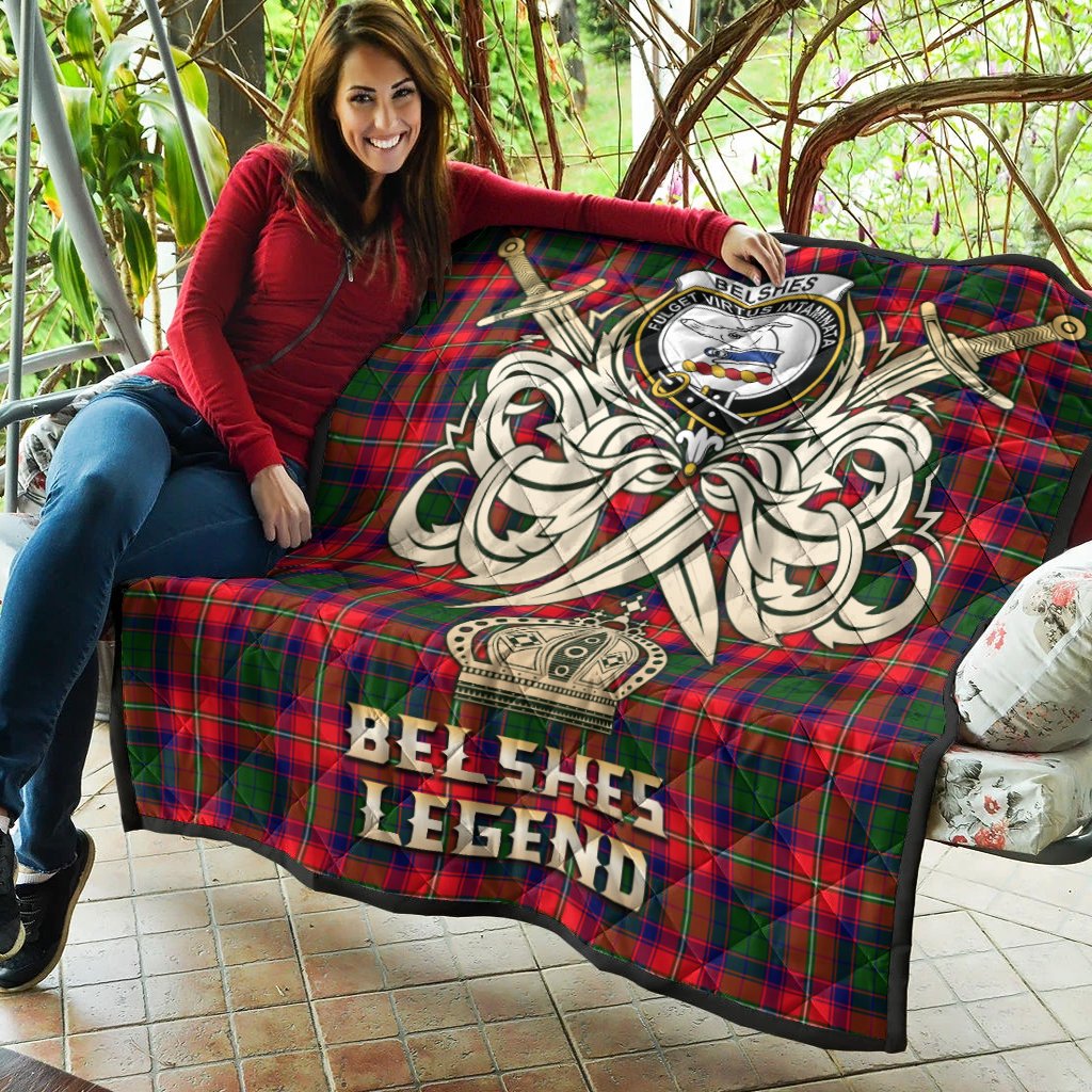 Boswell Modern Tartan Crest Legend Gold Royal Premium Quilt