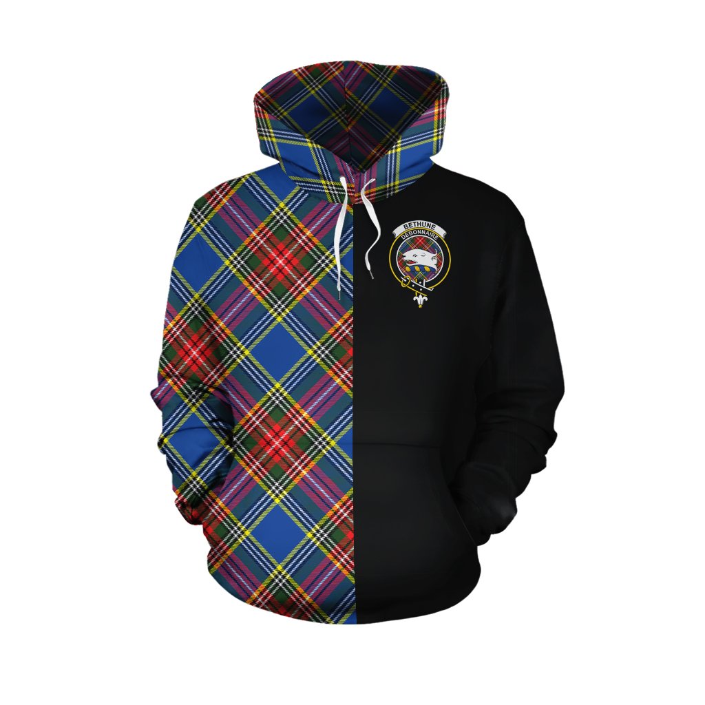 Bethune Tartan Hoodie Half of Me - Cross Style