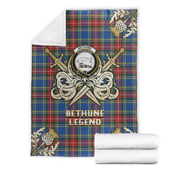 Bethune Tartan Gold Courage Symbol Blanket