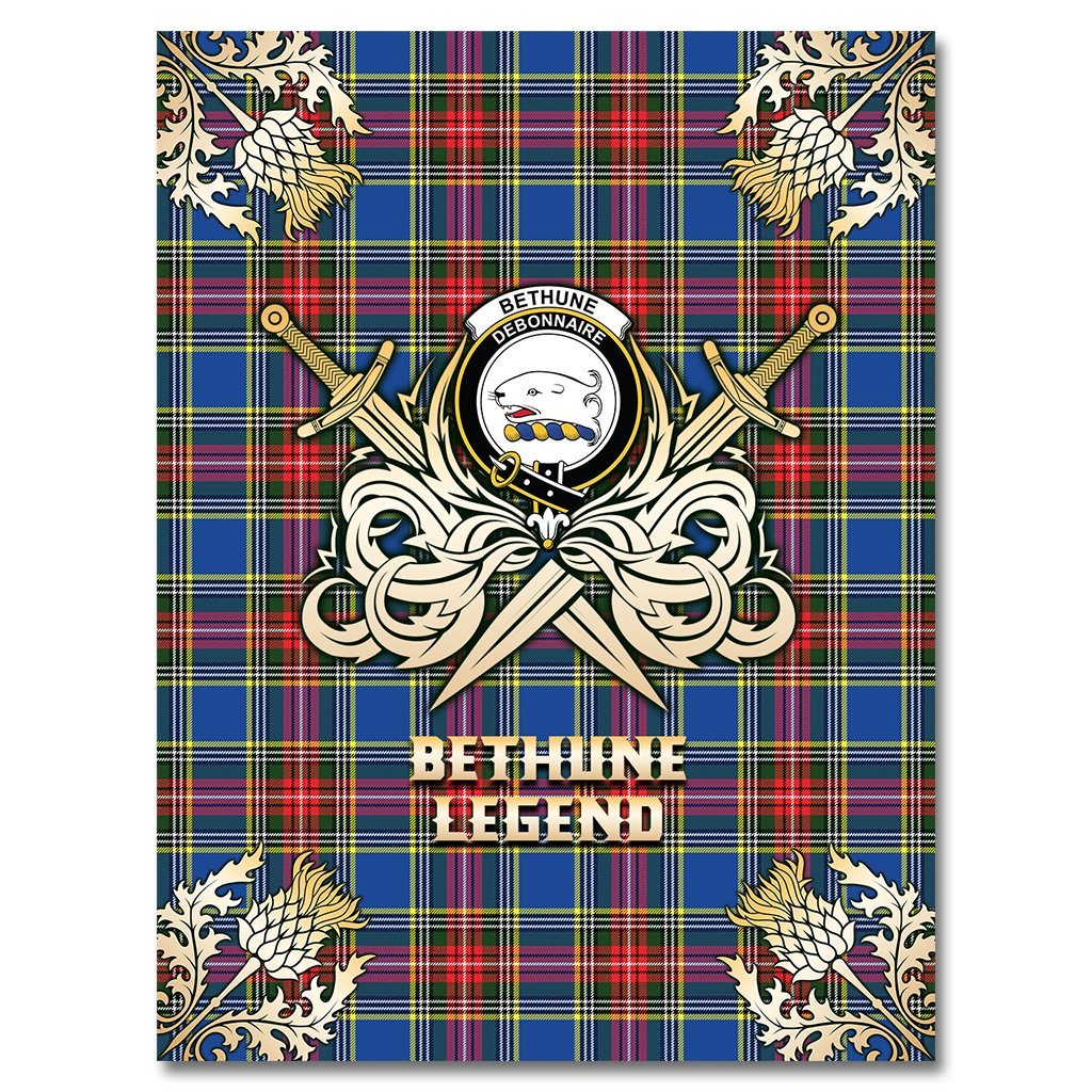 Bethune Tartan Gold Courage Symbol Blanket