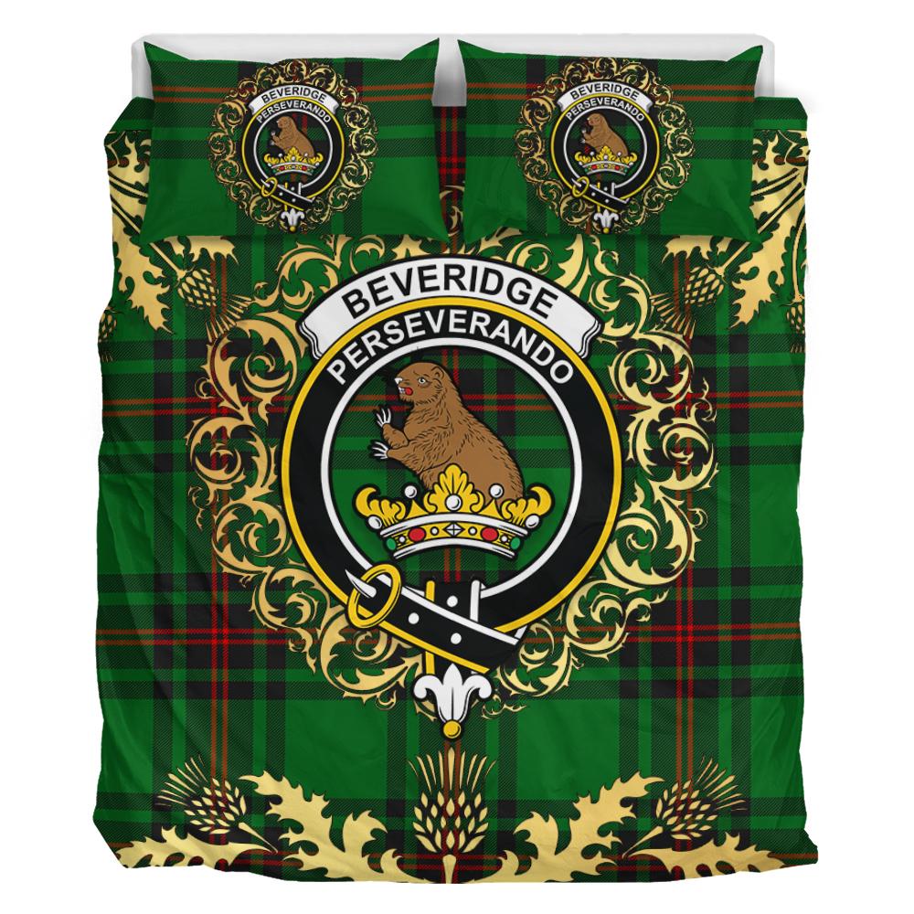 Beveridge Tartan Crest Bedding Set - Golden Thistle Style