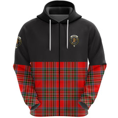 Binning Clan Half Of Tartan Zipper Hoodie