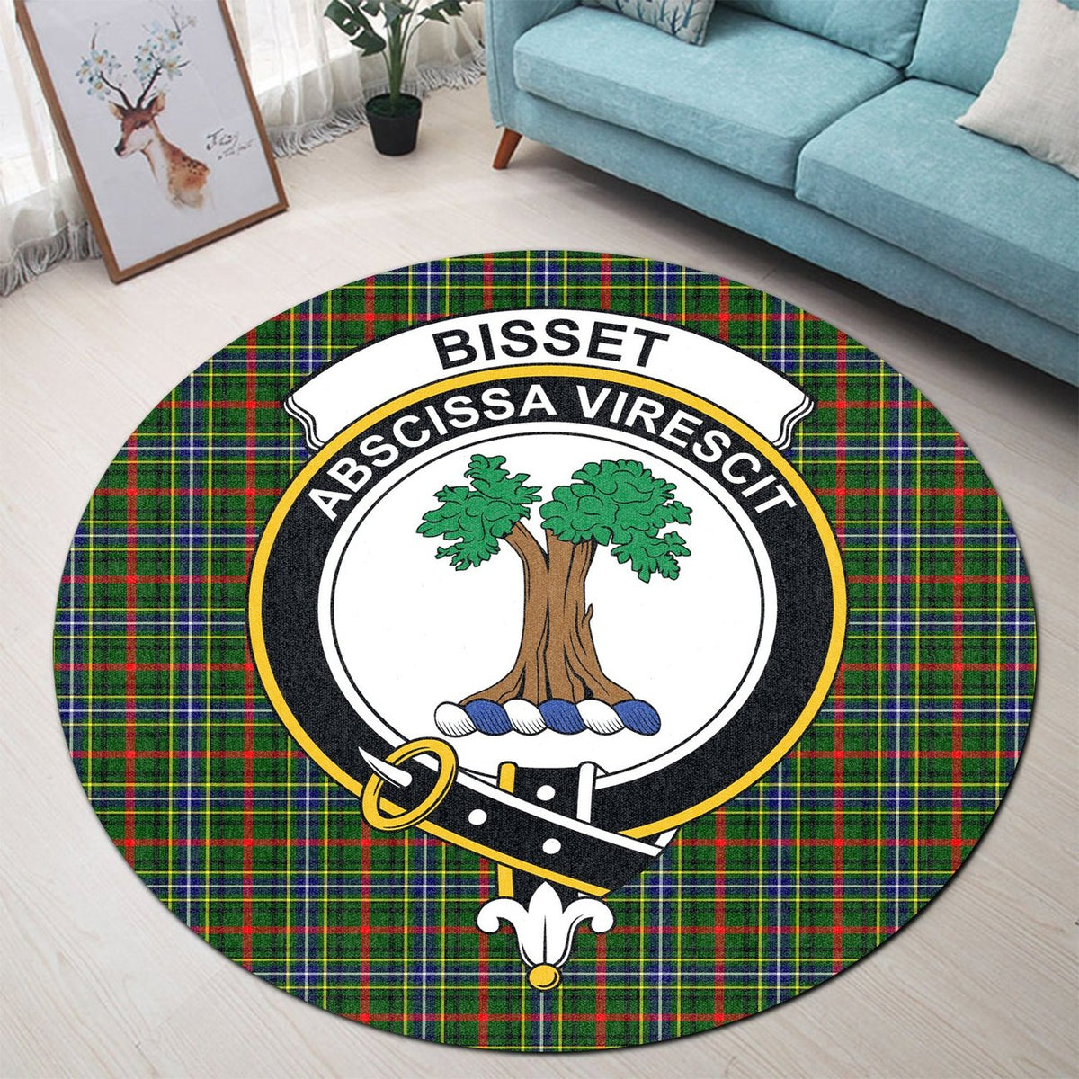 Bisset Tartan Crest Round Rug