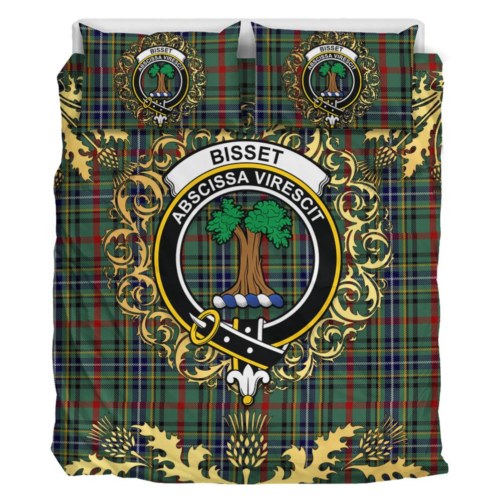 Bisset Tartan Crest Bedding Set - Golden Thistle Style