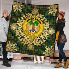 Bisset Tartan Crest Premium Quilt - Gold Thistle Style