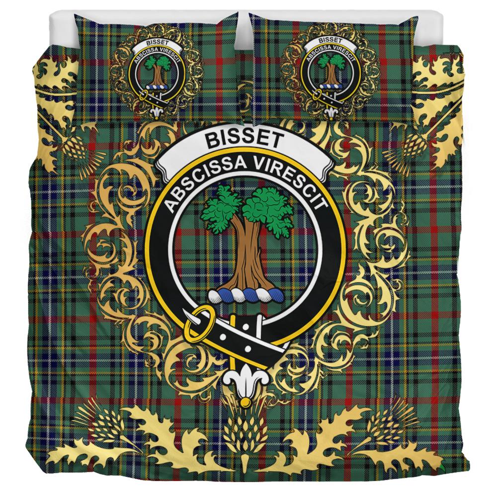 Bisset Tartan Crest Bedding Set - Golden Thistle Style