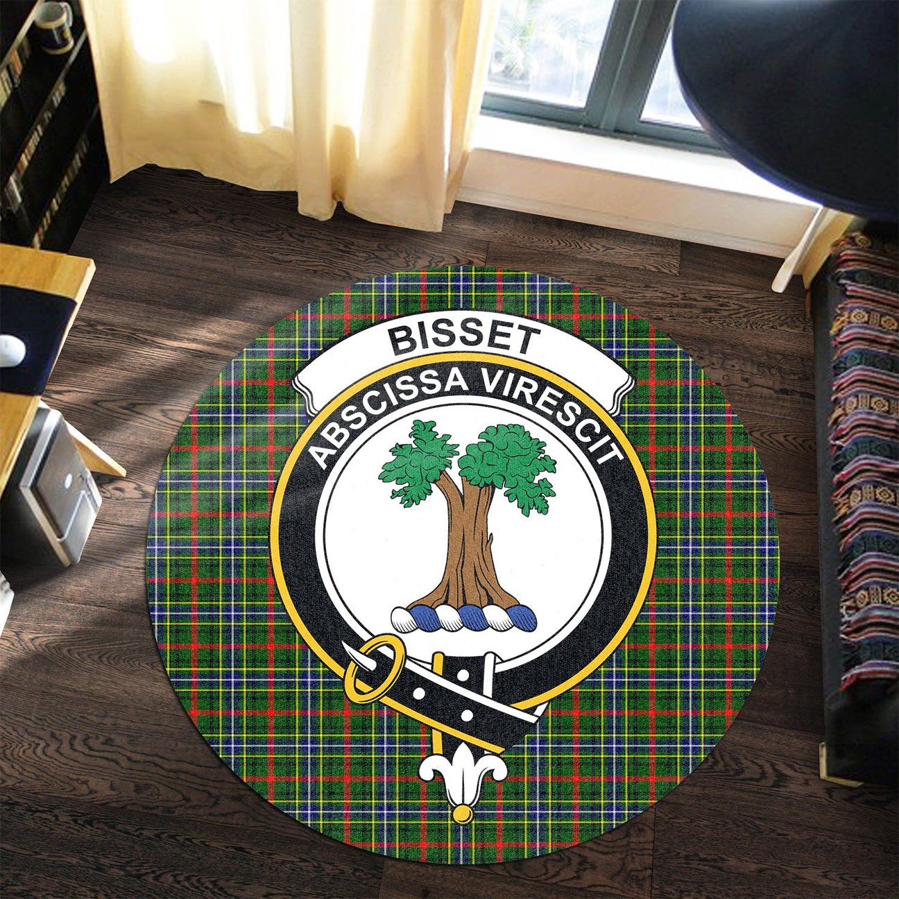 Bisset Tartan Crest Round Rug