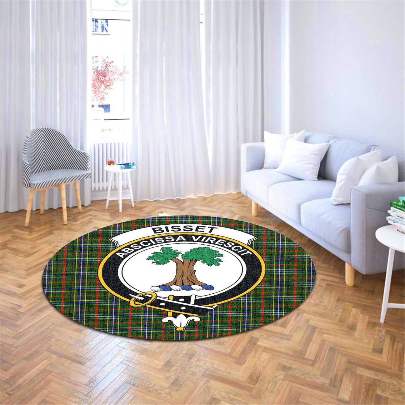 Bisset Tartan Crest Round Rug