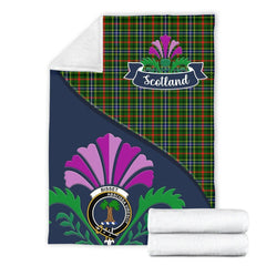 Bisset Tartan Crest Premium Blanket - Thistle Style