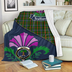 Bisset Tartan Crest Premium Blanket - Thistle Style