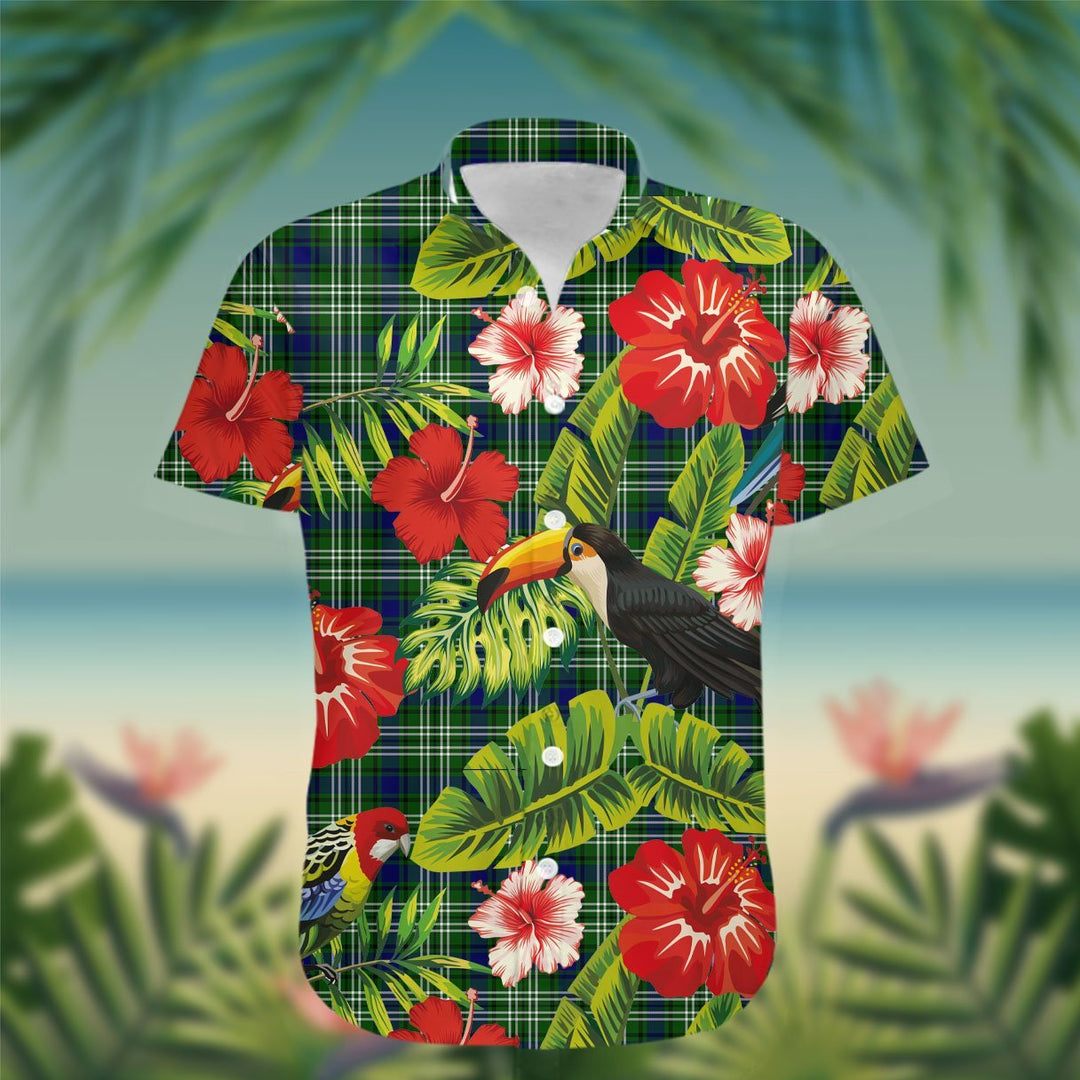 Blackadder Tartan Hawaiian Shirt Hibiscus, Coconut, Parrot, Pineapple - Tropical Garden Shirt