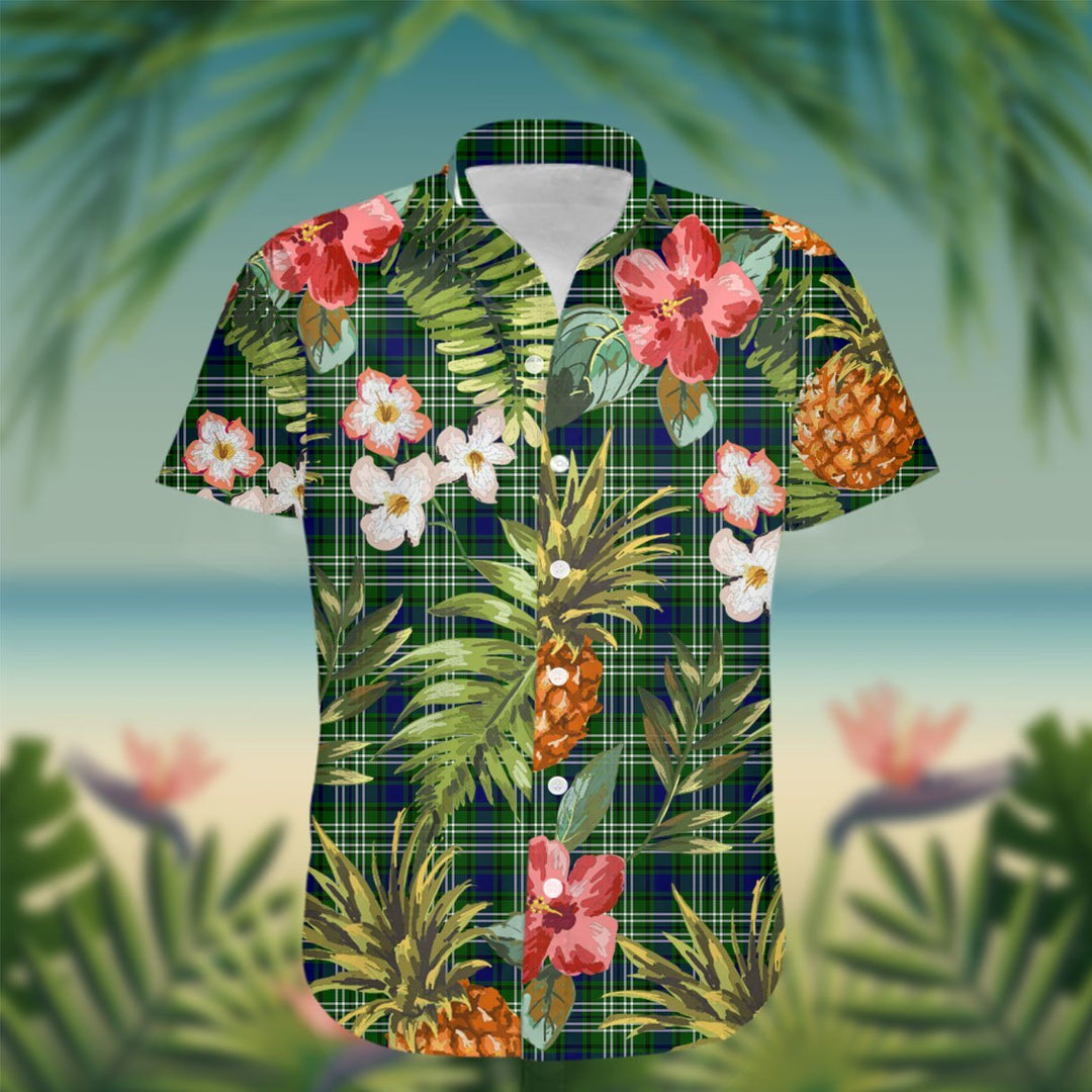 Blackadder Tartan Hawaiian Shirt Hibiscus, Coconut, Parrot, Pineapple - Tropical Garden Shirt