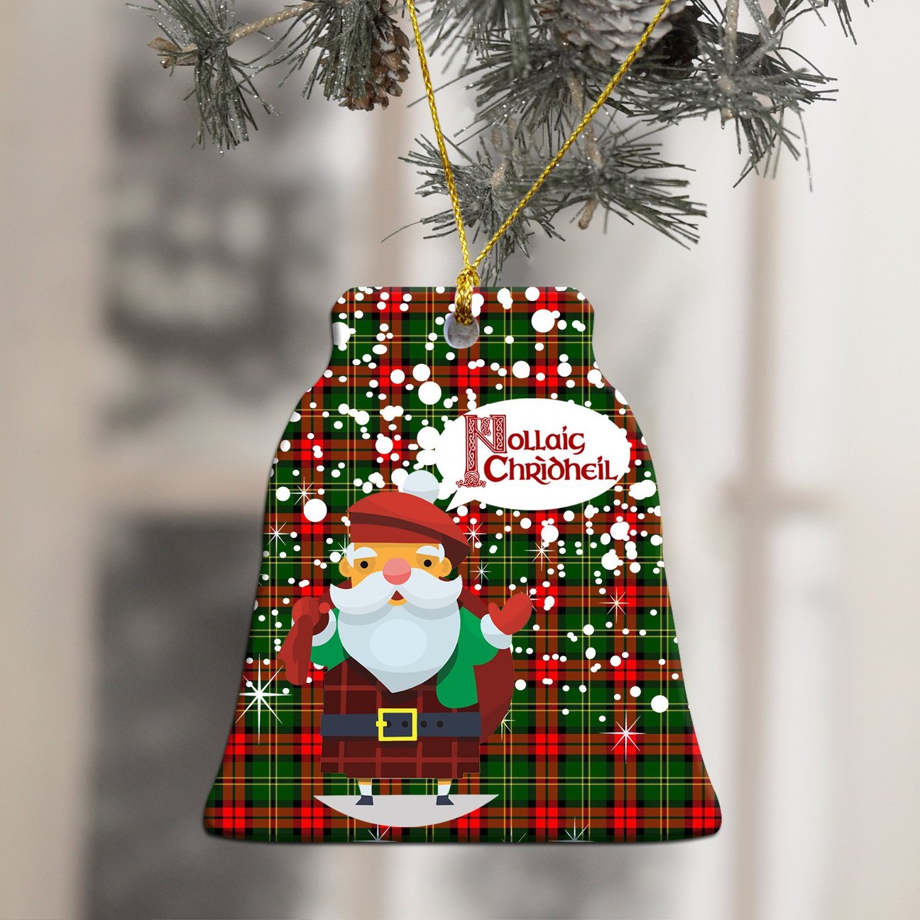 Blackstock Tartan Christmas Ceramic Ornament - Santa Style