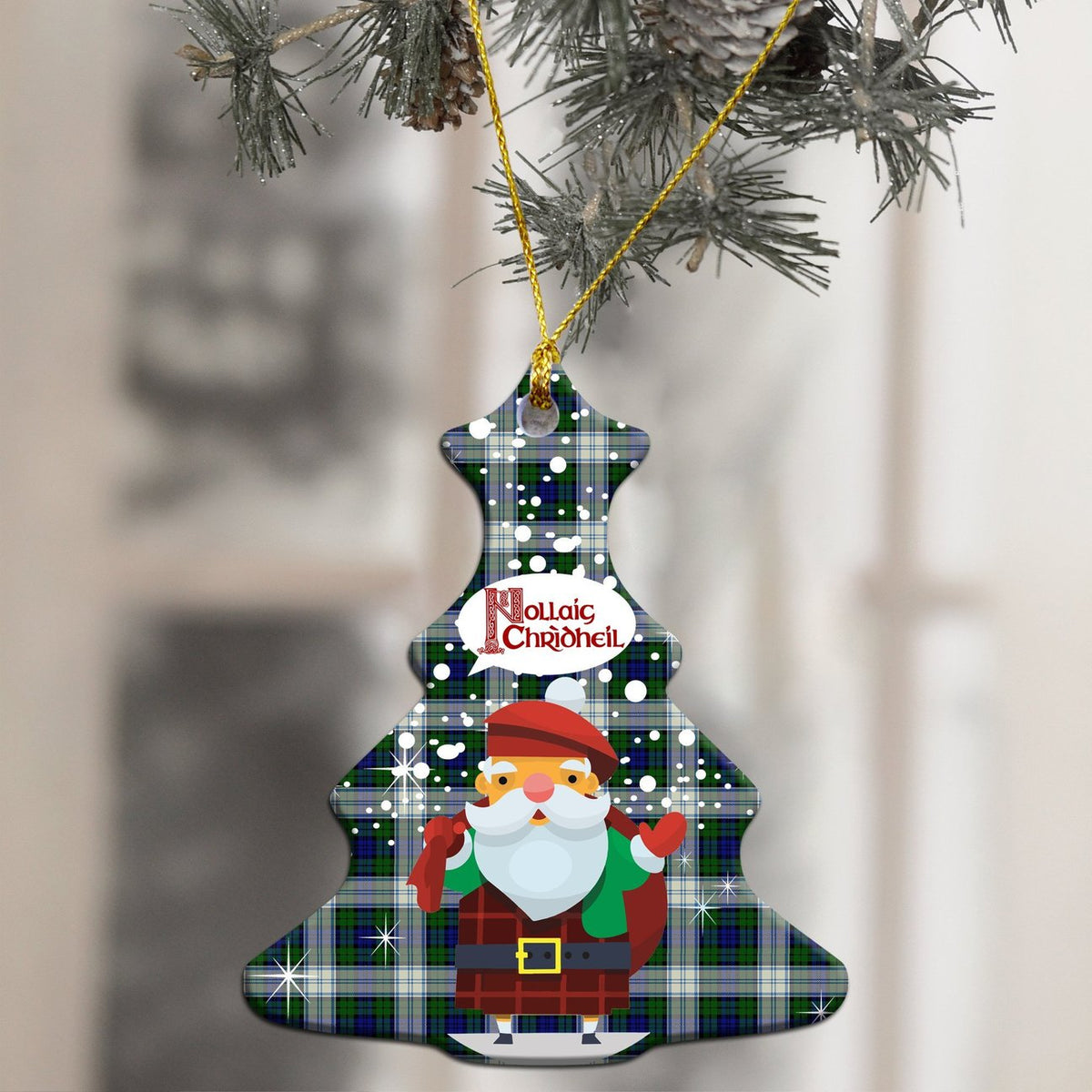 Blackwatch Dress Modern  Tartan Christmas Ceramic Ornament - Santa Style