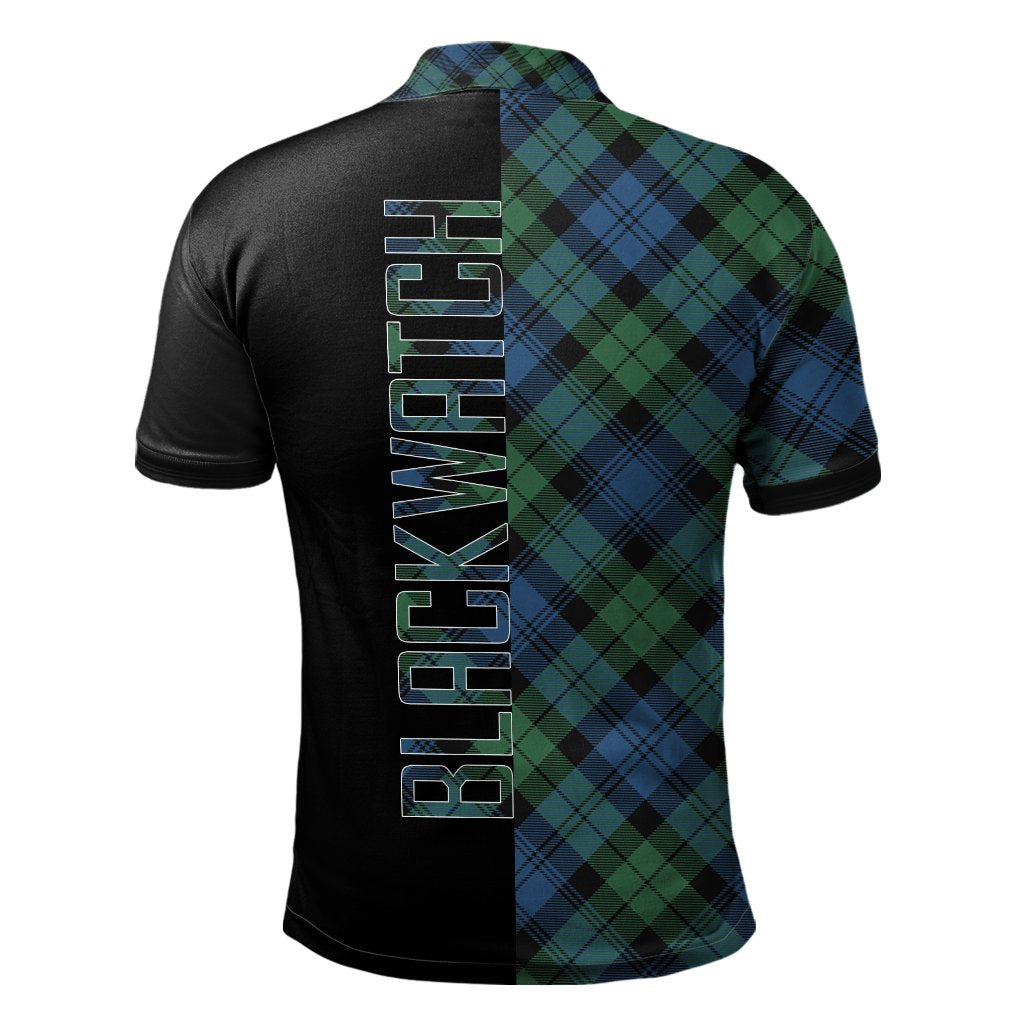 Blackwatch Ancient Tartan Polo Shirt Half of Me - Cross Style