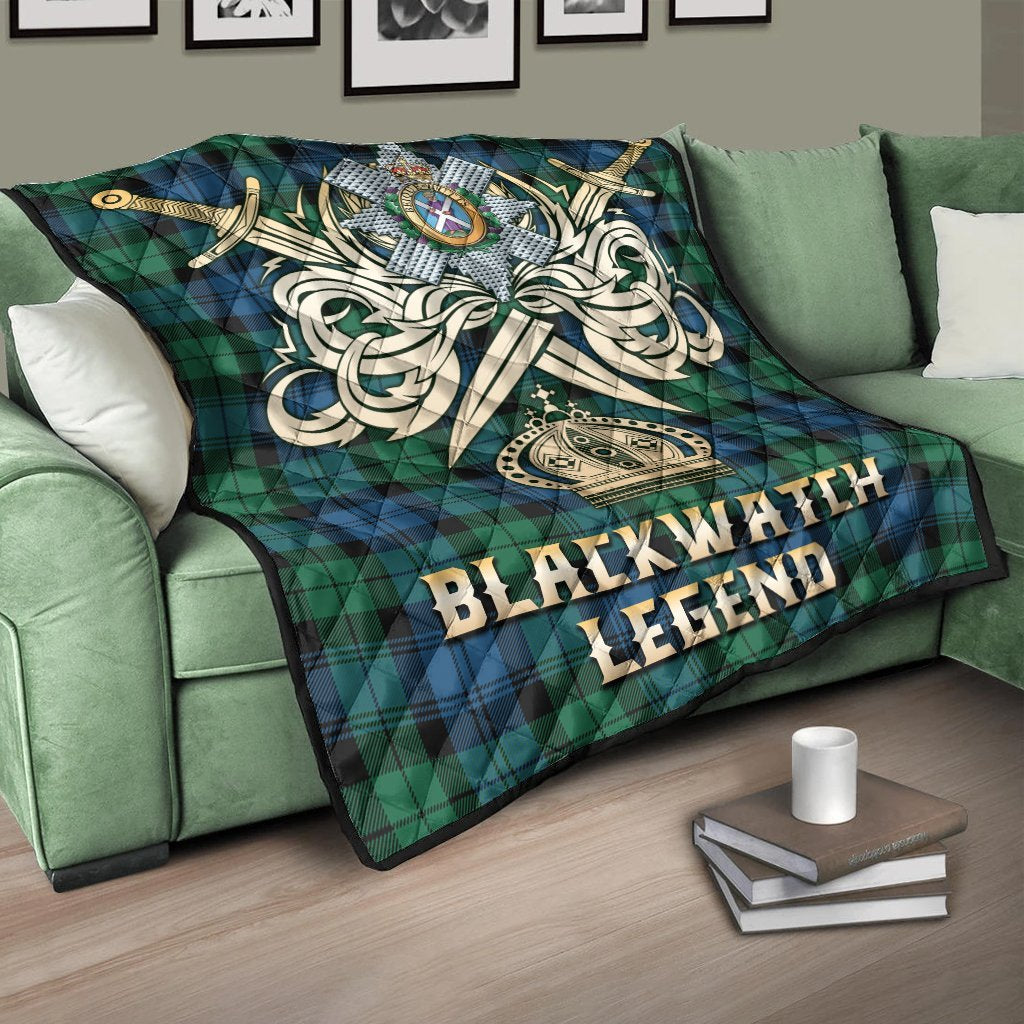 Blackwatch Ancient Tartan Crest Legend Gold Royal Premium Quilt