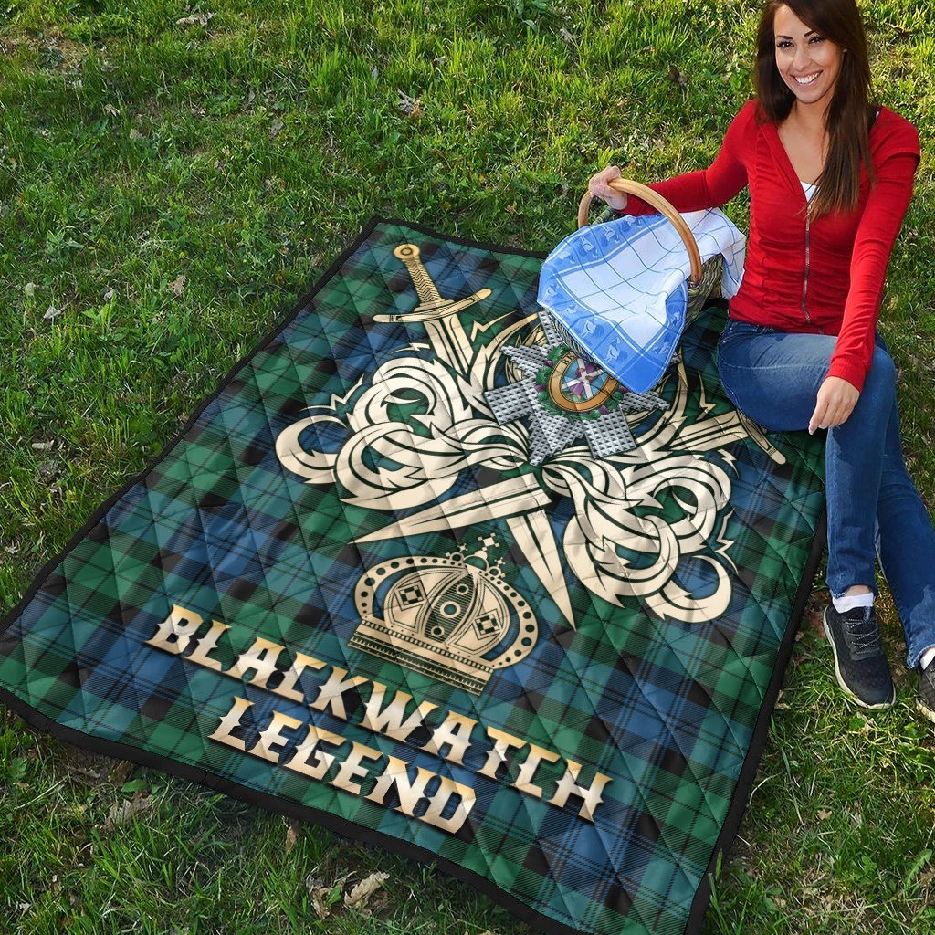 Blackwatch Ancient Tartan Crest Legend Gold Royal Premium Quilt