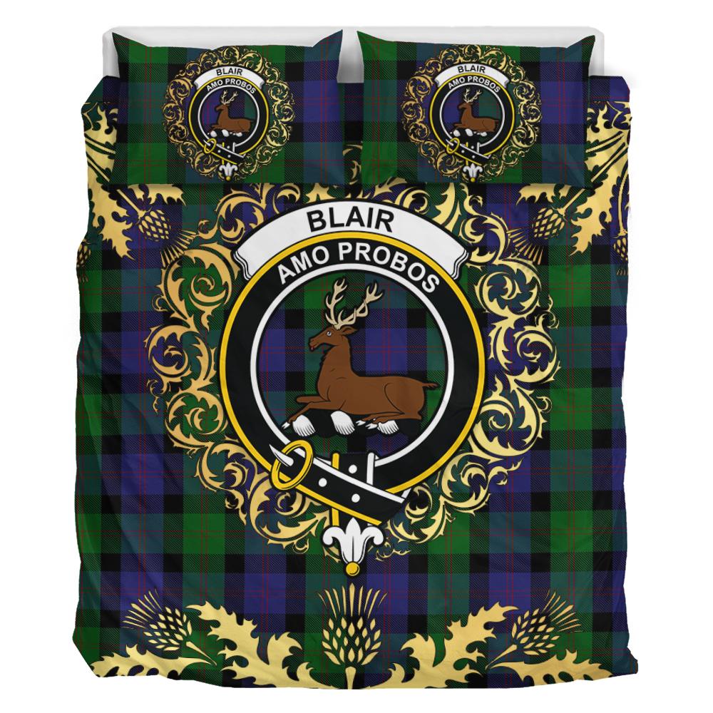 Blair Tartan Crest Bedding Set - Golden Thistle Style