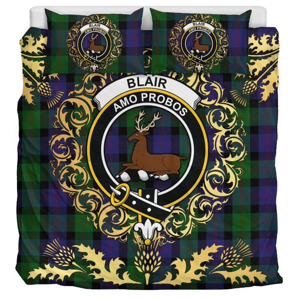 Blair Tartan Crest Bedding Set - Golden Thistle Style