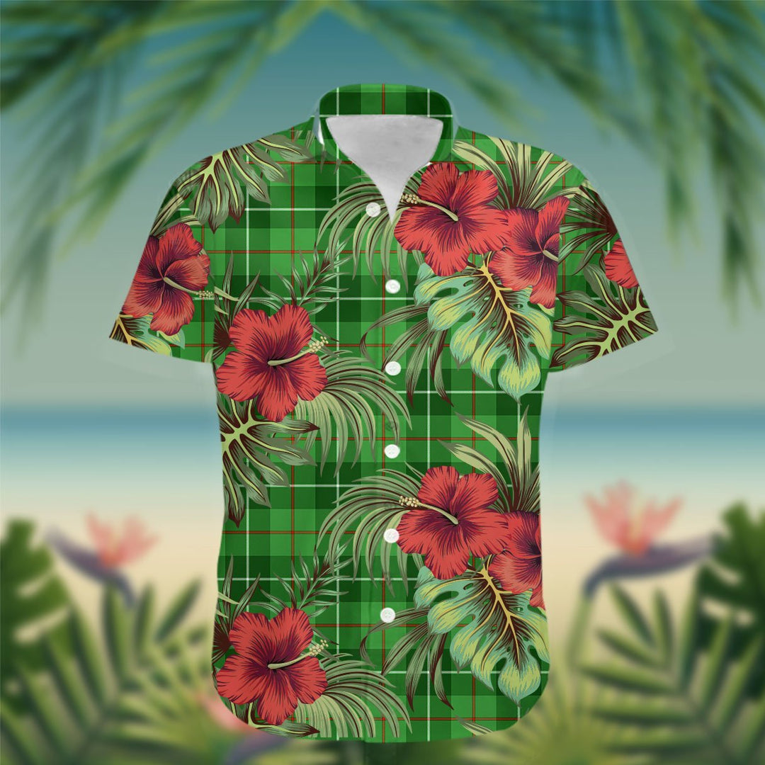 Blane Tartan Hawaiian Shirt Hibiscus, Coconut, Parrot, Pineapple - Tropical Garden Shirt