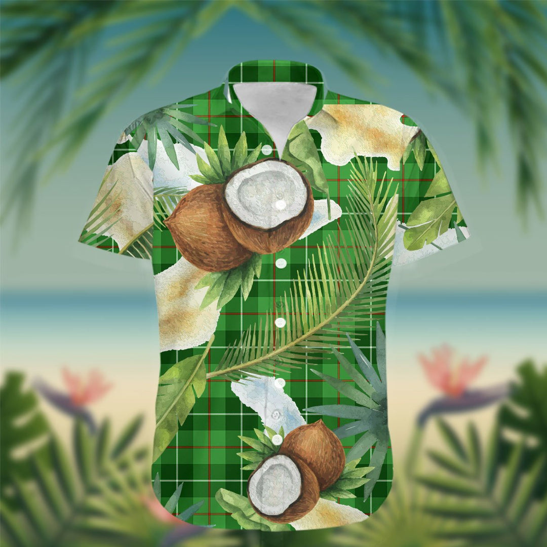 Blane Tartan Hawaiian Shirt Hibiscus, Coconut, Parrot, Pineapple - Tropical Garden Shirt