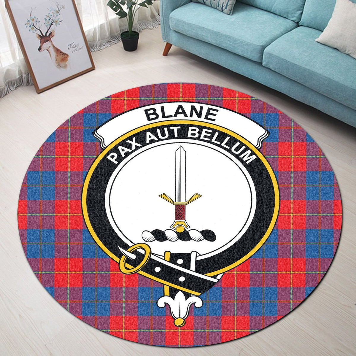 Blane Tartan Crest Round Rug