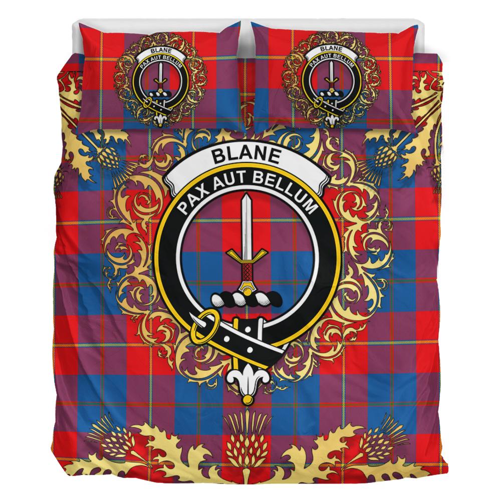 Blane Tartan Crest Bedding Set - Golden Thistle Style