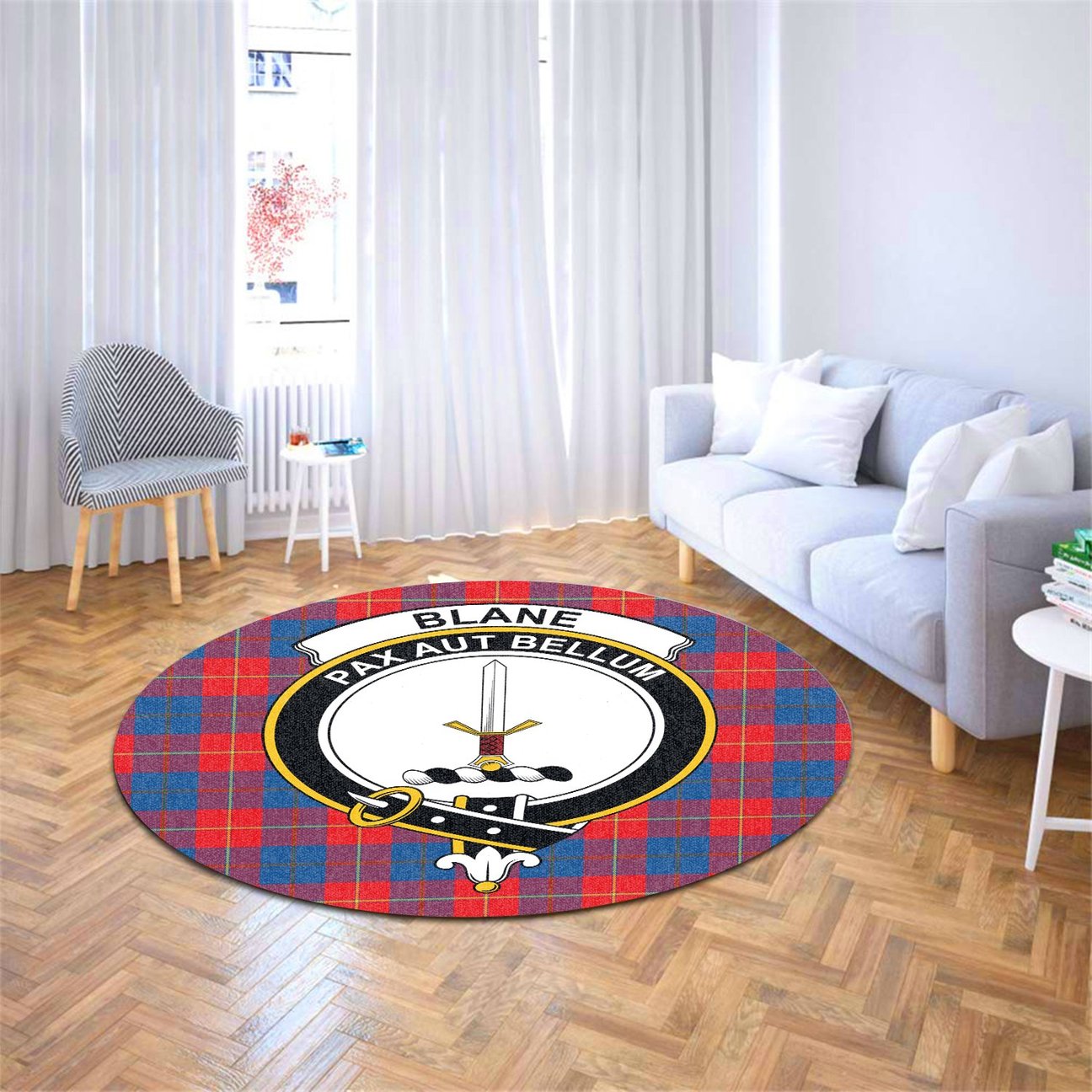 Blane Tartan Crest Round Rug