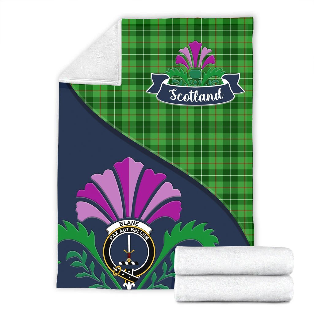 Blane Tartan Crest Premium Blanket - Thistle Style