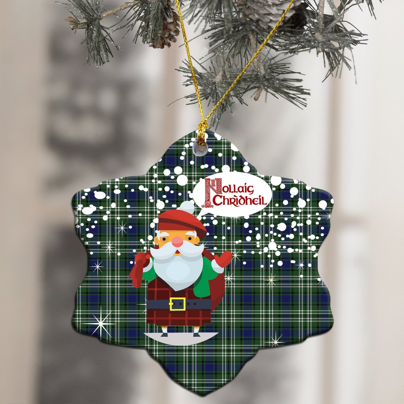 Blyth Tartan Christmas Ceramic Ornament - Santa Style