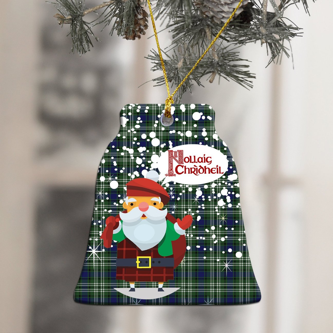 Blyth Tartan Christmas Ceramic Ornament - Santa Style