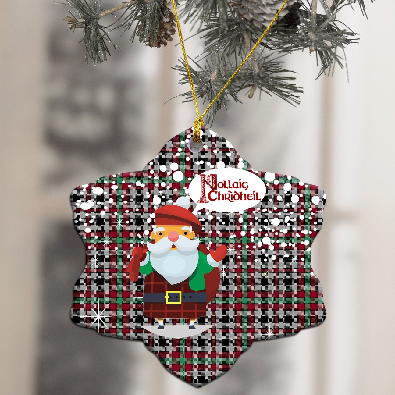 Borthwick Ancient Tartan Christmas Ceramic Ornament - Santa Style