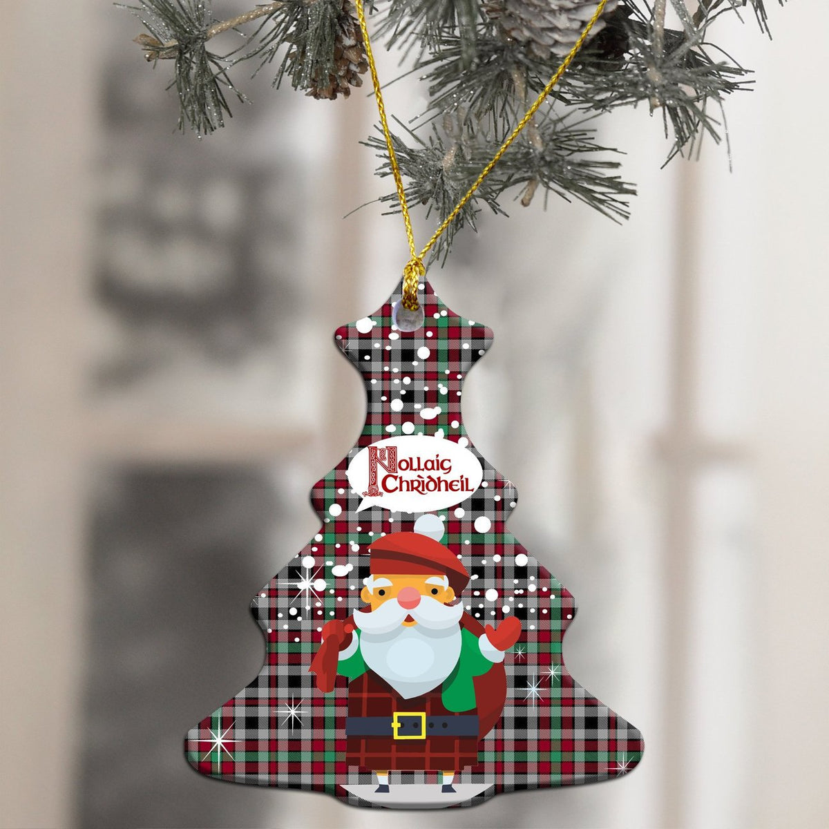 Borthwick Ancient Tartan Christmas Ceramic Ornament - Santa Style