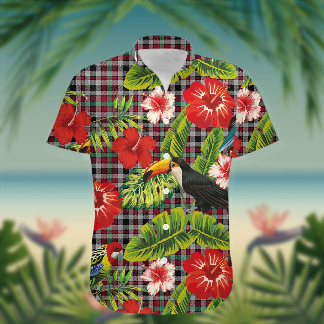 Borthwick Tartan Hawaiian Shirt Hibiscus, Coconut, Parrot, Pineapple - Tropical Garden Shirt