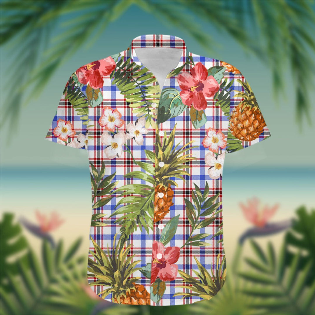 Boswell Tartan Hawaiian Shirt Hibiscus, Coconut, Parrot, Pineapple - Tropical Garden Shirt