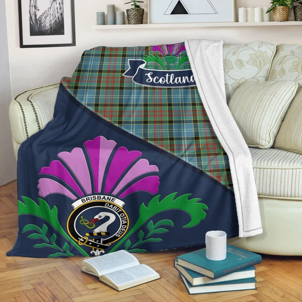 Brisbane Tartan Crest Premium Blanket - Thistle Style