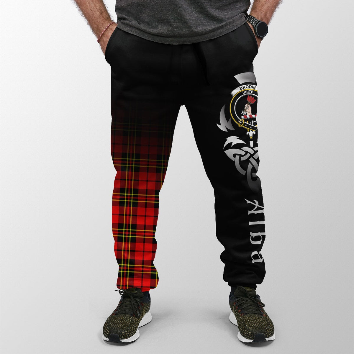 Brodie Modern Tartan Crest Jogger Sweatpants - Alba Celtic Style