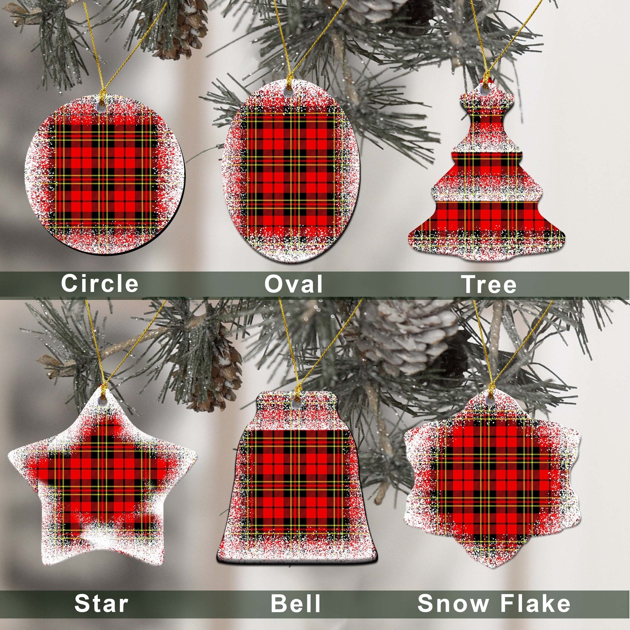 Brodie Tartan Christmas Ceramic Ornament - Snow Style