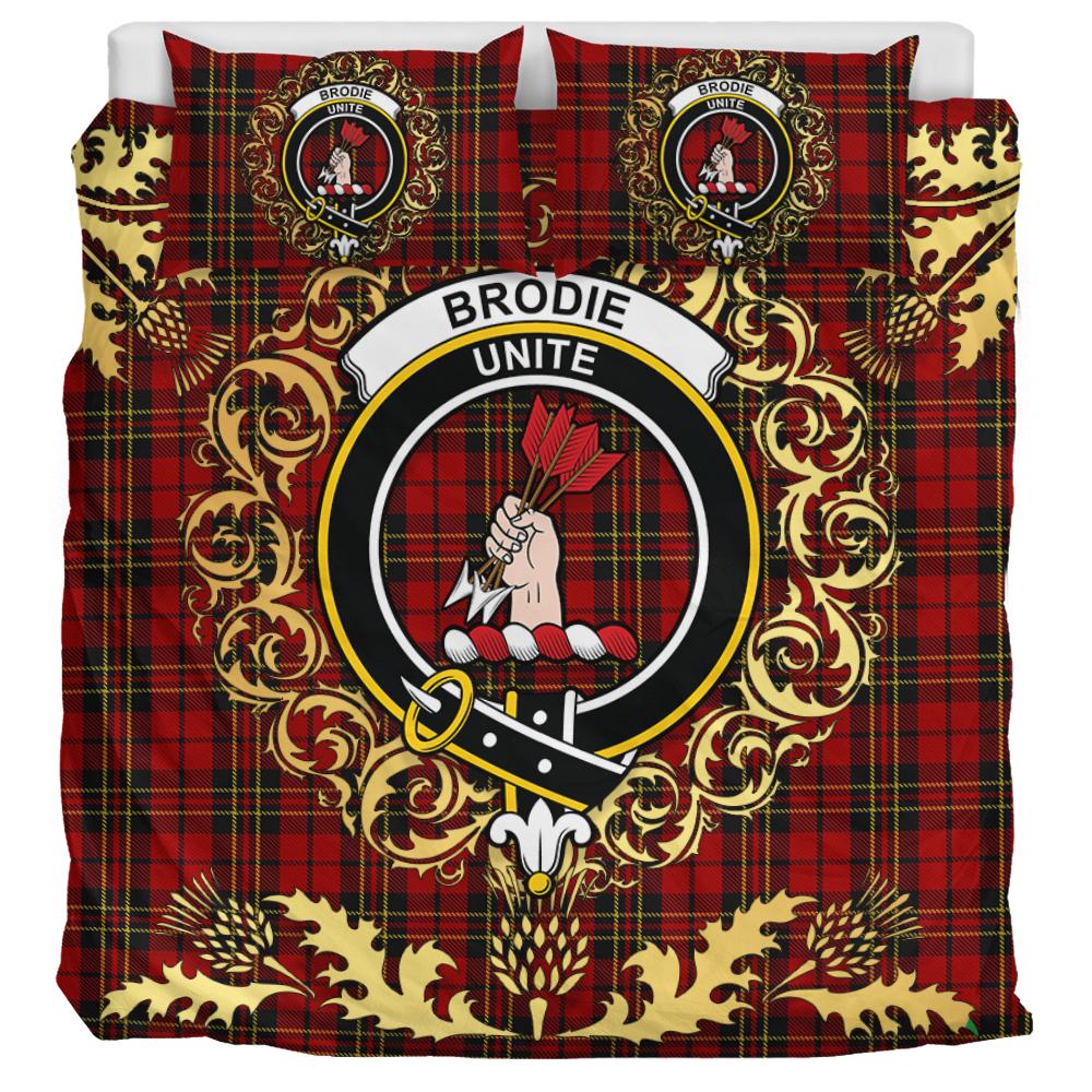 Brodie Tartan Crest Bedding Set - Golden Thistle Style