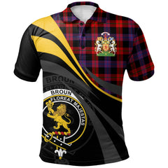 Broun Modern Tartan Polo Shirt - Royal Coat Of Arms Style