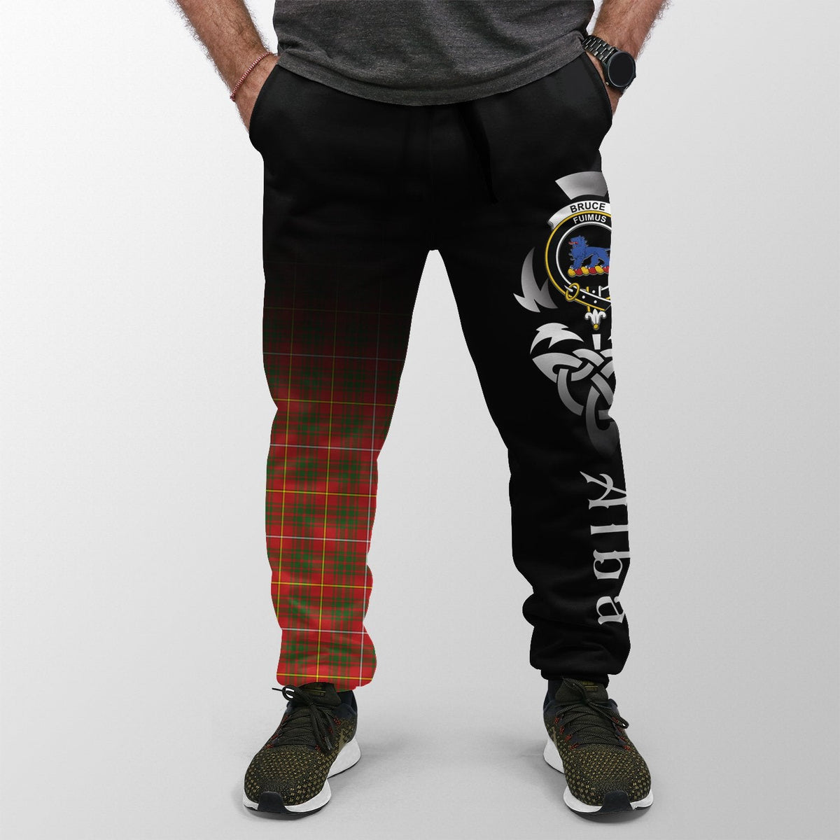 Bruce Modern Tartan Crest Jogger Sweatpants - Alba Celtic Style