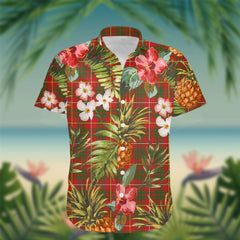 Bruce Tartan Hawaiian Shirt Hibiscus, Coconut, Parrot, Pineapple - Tropical Garden Shirt