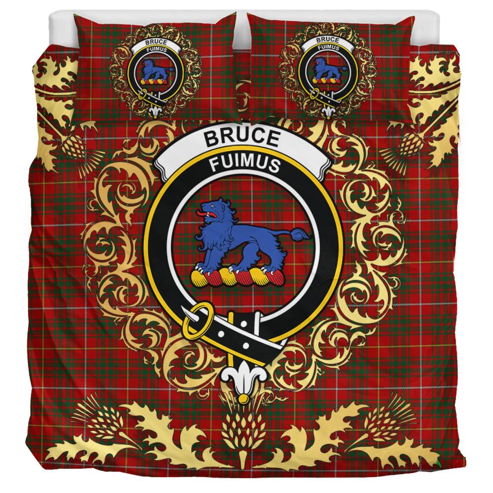 Bruce Tartan Crest Bedding Set - Golden Thistle Style